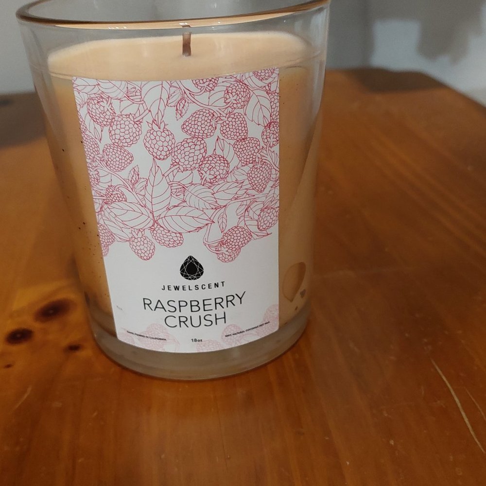 Jewel Scent 18 oz Raspberry Crush Candle with Surprise Ring Size 10